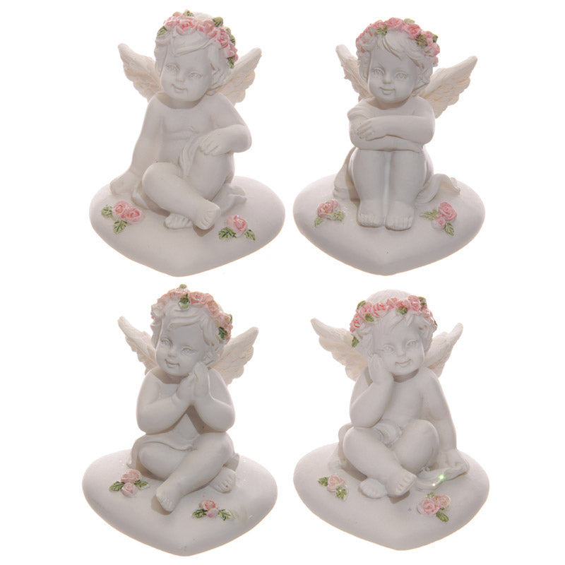 Cherubs With Pink Roses Sitting on a Heart CHE103