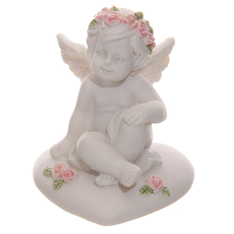 Cherubs With Pink Roses Sitting on a Heart CHE103