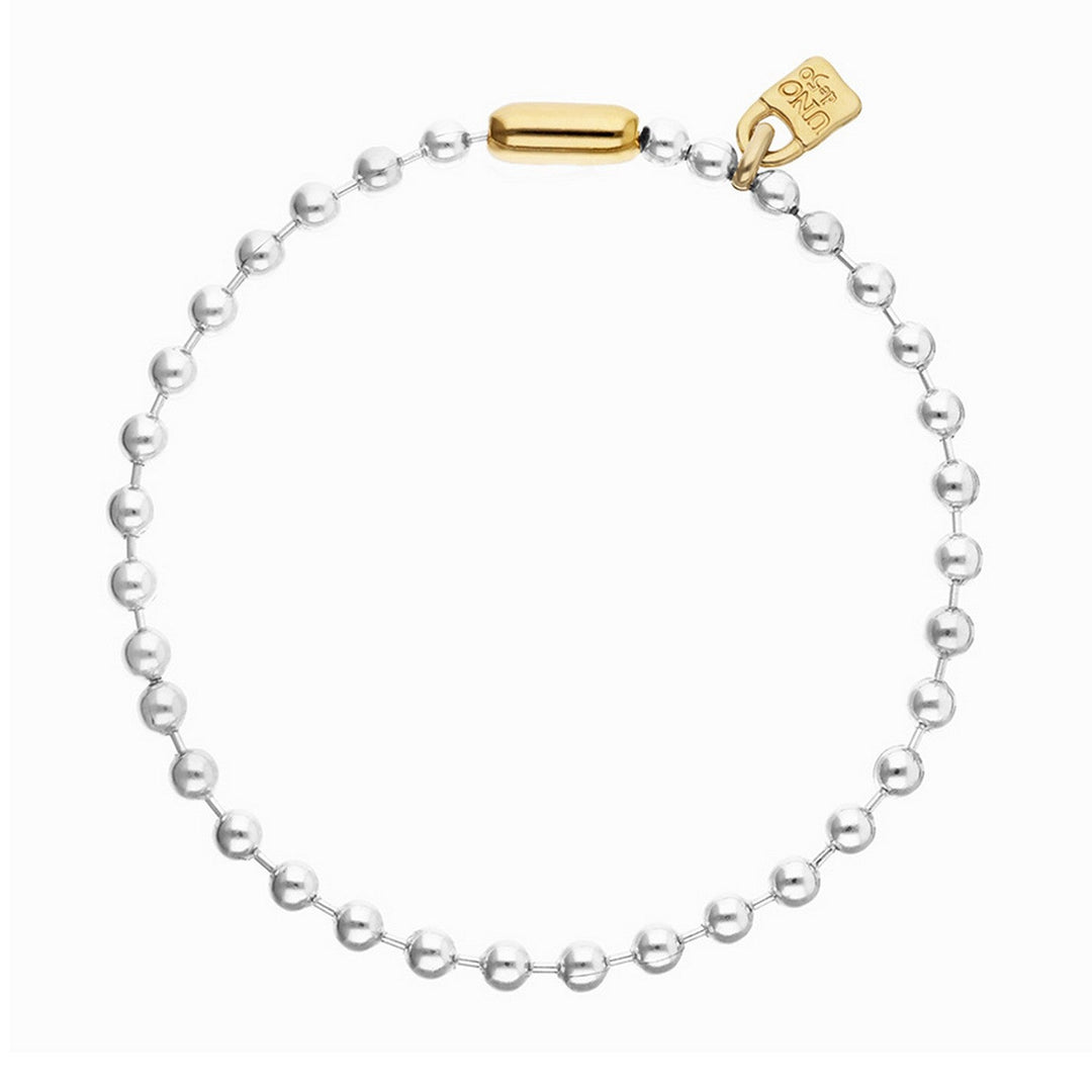 Sterling Silver Plated Ball Clasp And Lock In Gold Necklace COL1390OROMTL