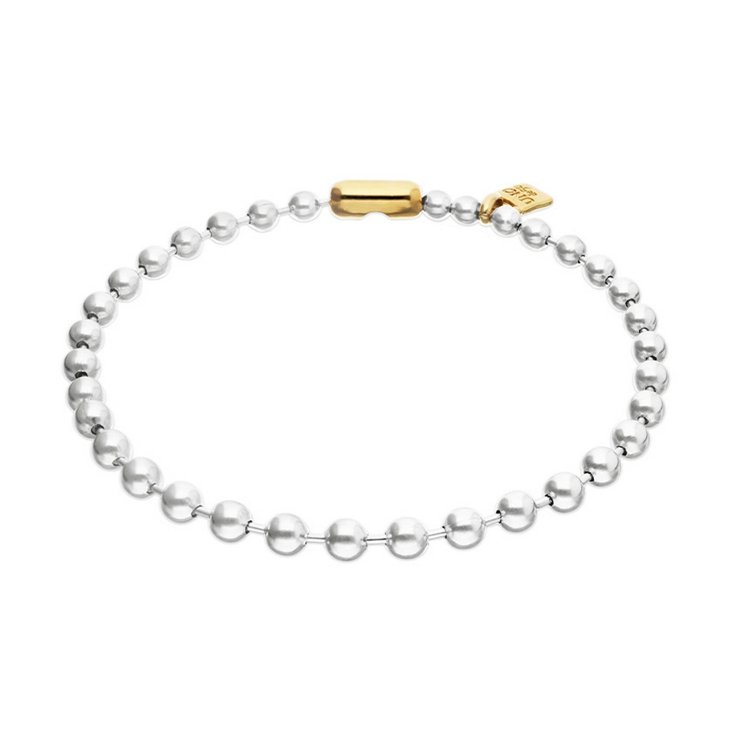 Sterling Silver Plated Ball Clasp And Lock In Gold Necklace COL1390OROMTL