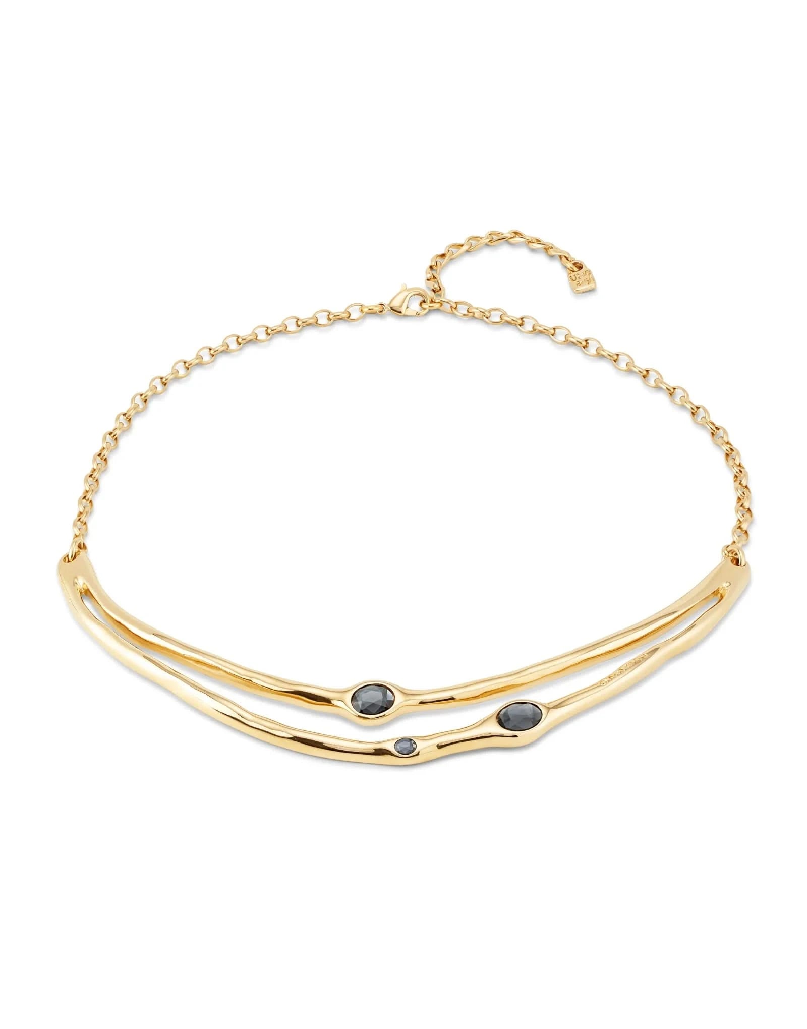 Sunshine 18k Gold - Plated Rigid Black Faceted Crystals Necklace COL1927NGROROUNOde50COL1927NGRORO