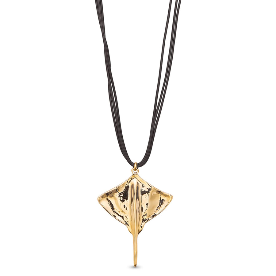 Metal Alloy 18K Gold Plated Leather Stingray Pendant COL1929ORO000