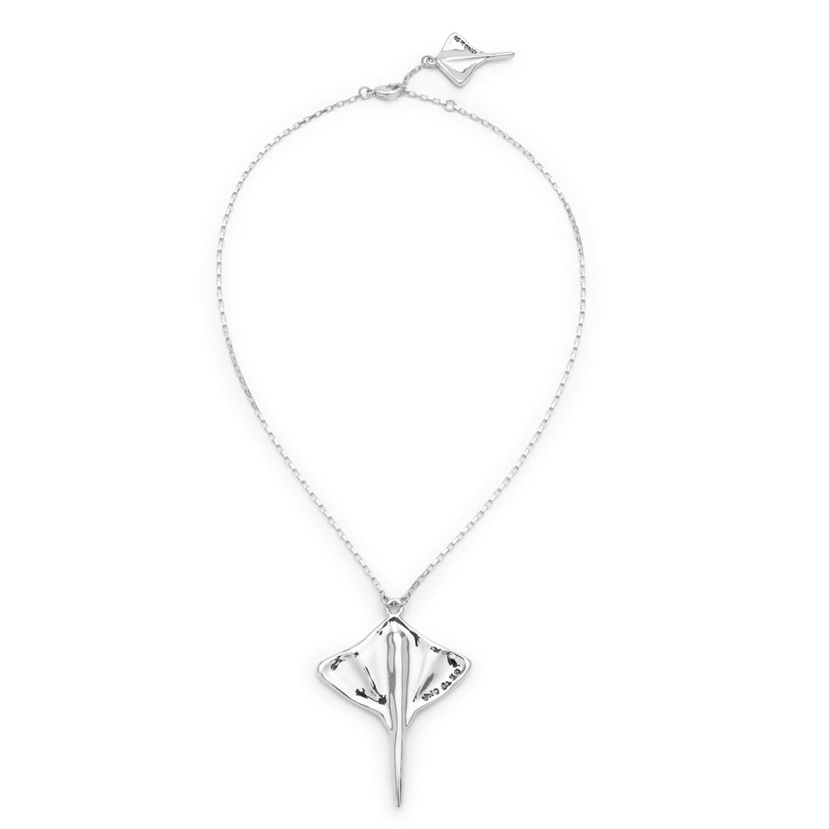 Metal Alloy Sterling Silver Plated Short Chain Stingray Pendant COL1930MTL000