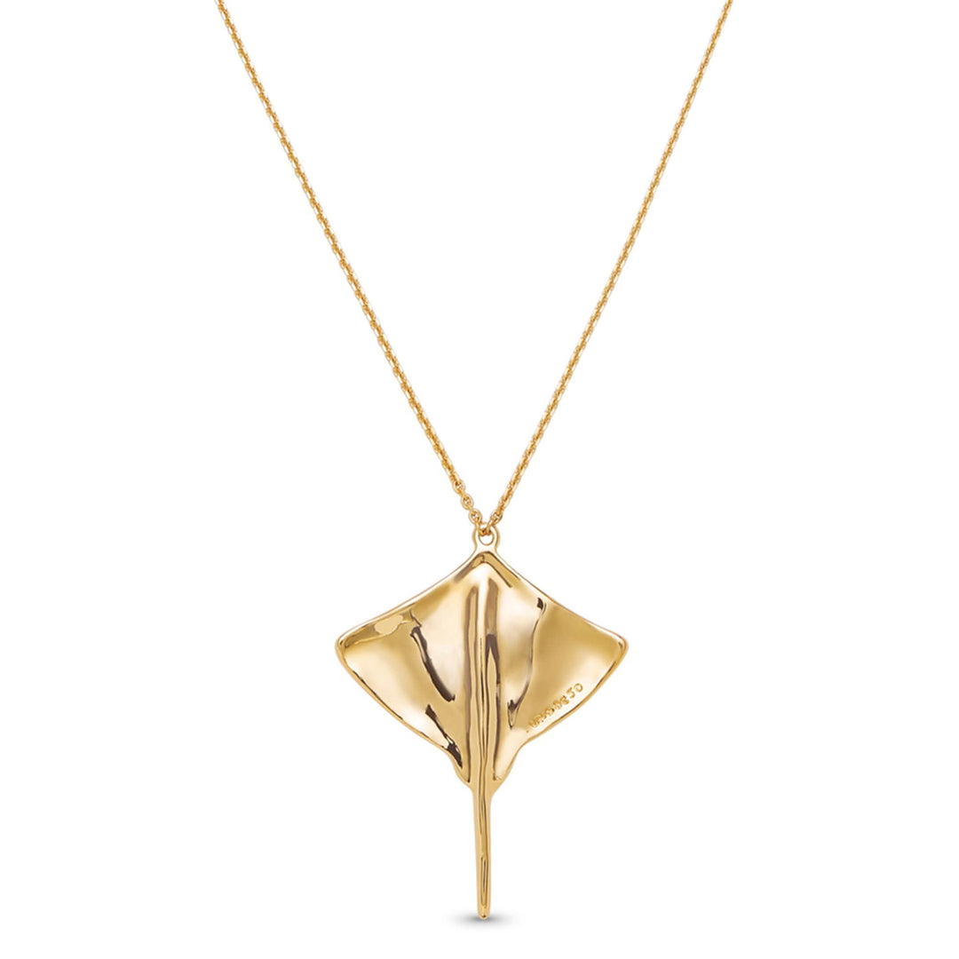 Metal Alloy 18K Gold Plated Long Chain Stingray Pendant COL1931ORO000