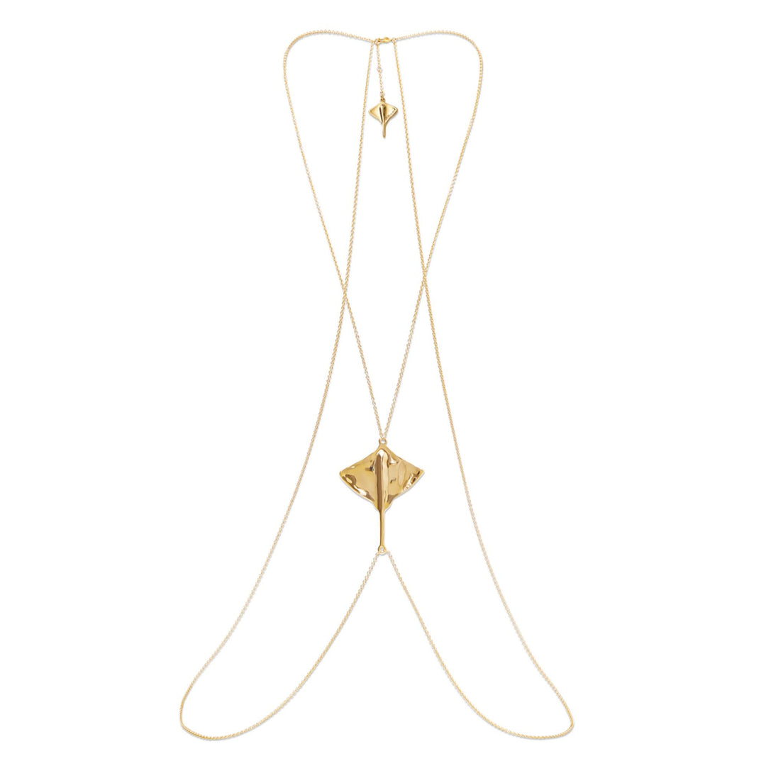 Metal Alloy 18K Gold Plated Body Chain Stingray Pendant COL1932ORO000