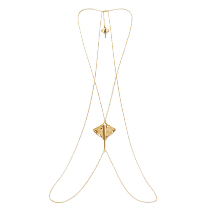 Metal Alloy 18K Gold Plated Body Chain Stingray Pendant COL1932ORO000