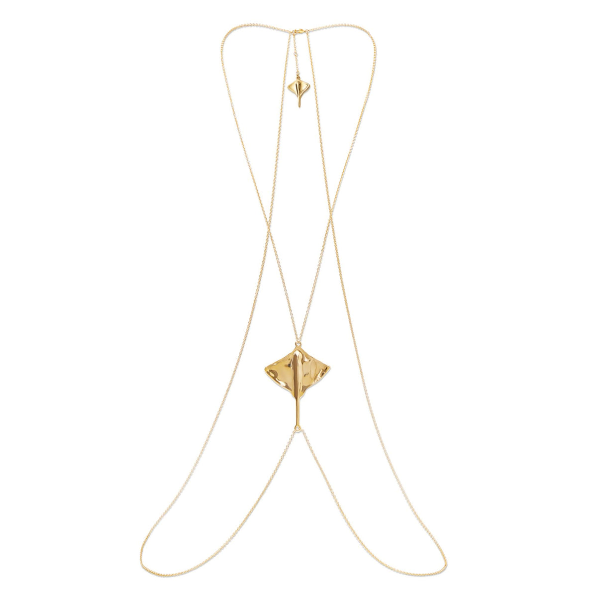 Metal Alloy 18K Gold Plated Body Chain Stingray Pendant COL1932ORO000