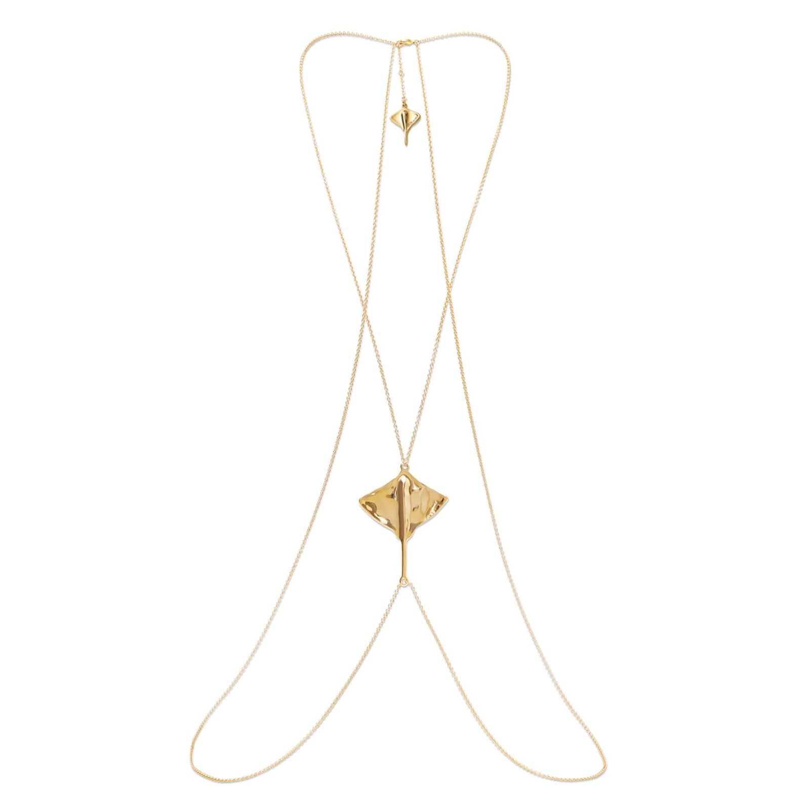 Metal Alloy 18K Gold Plated Body Chain Stingray Pendant COL1932ORO000