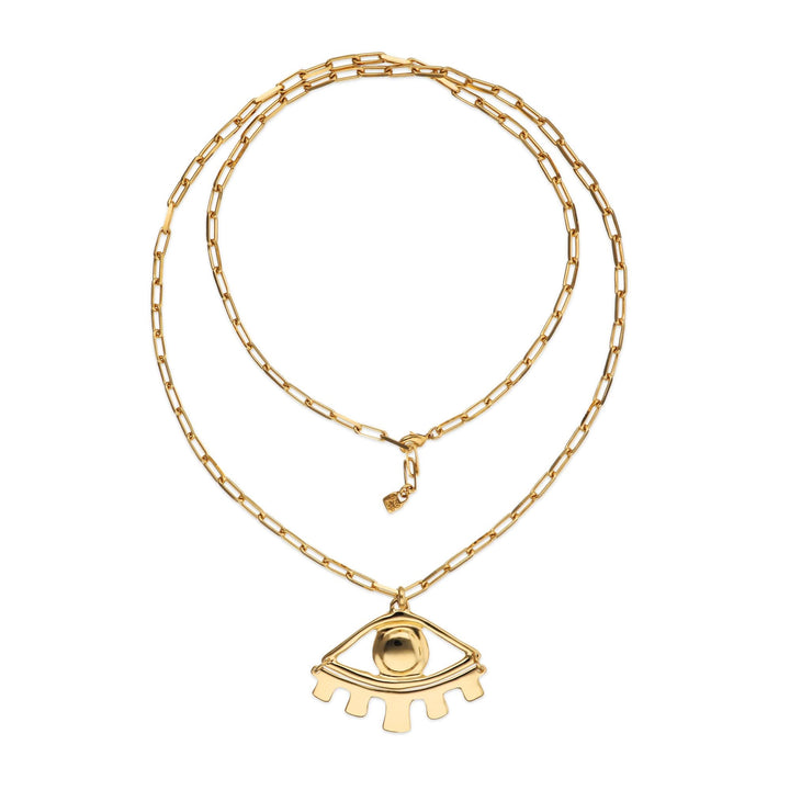 Metal Alloy Gold 18K Big Eye Detail Long Necklace COL2034ORO000