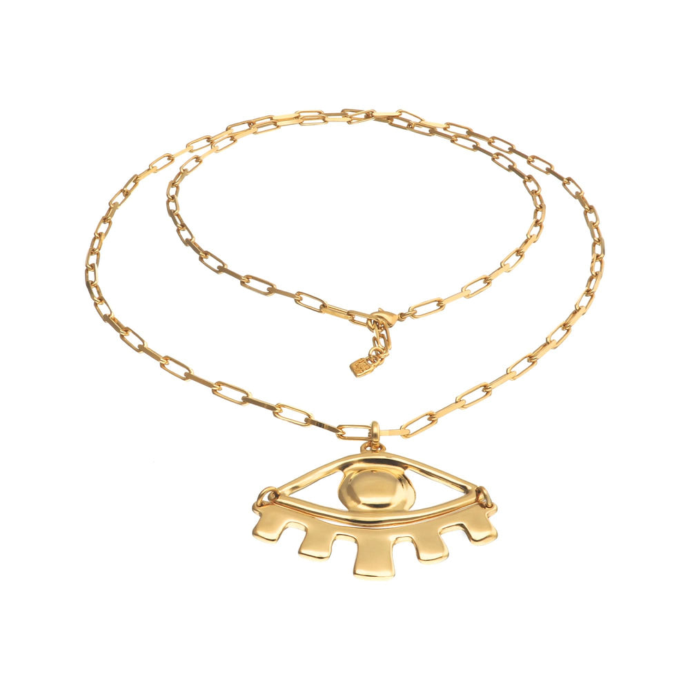 Metal Alloy Gold 18K Big Eye Detail Long Necklace COL2034ORO000