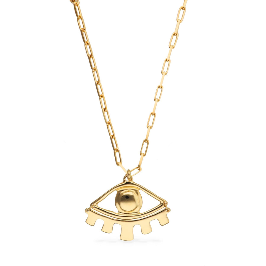 Metal Alloy Gold 18K Big Eye Detail Long Necklace COL2034ORO000