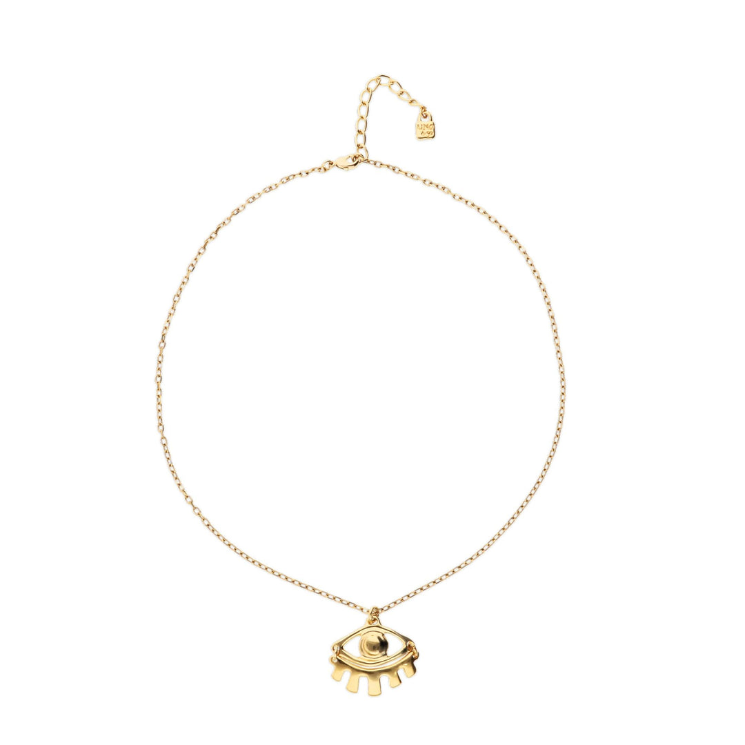 Metal Alloy Gold 18K Small Eye Detail Short Necklace COL2035ORO000