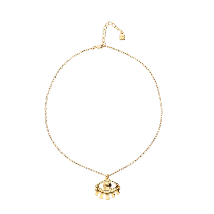 Metal Alloy Gold 18K Small Eye Detail Short Necklace COL2035ORO000