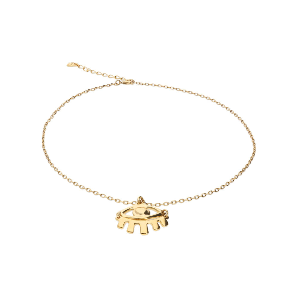 Metal Alloy Gold 18K Small Eye Detail Short Necklace COL2035ORO000