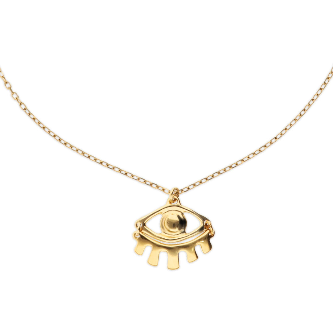 Metal Alloy Gold 18K Small Eye Detail Short Necklace COL2035ORO000