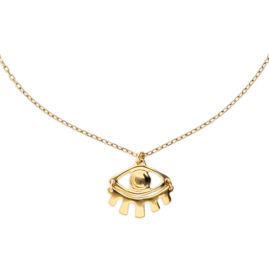 Metal Alloy Gold 18K Small Eye Detail Short Necklace COL2035ORO000