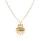 Metal Alloy 18K Small Eye Detail Green Faceted Crystal Long Necklace COL2037VRDORO