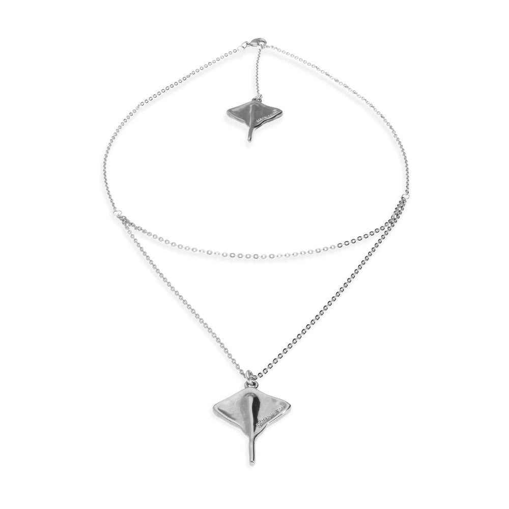 Metal Alloy Sterling Silver Plated Double Short Chain Stingray Pendant COL2043MTL000