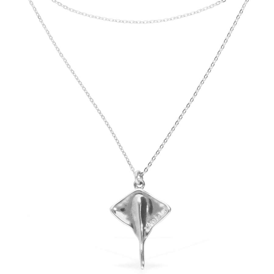 Metal Alloy Sterling Silver Plated Double Short Chain Stingray Pendant COL2043MTL000