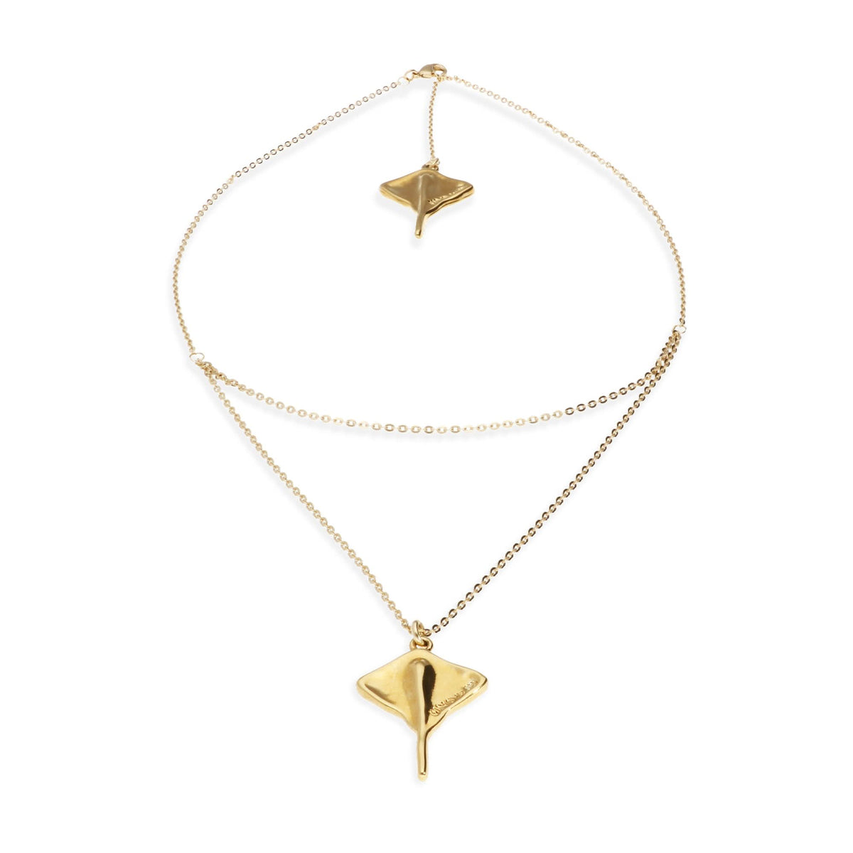 Metal Alloy 18K Gold Plated Double Short Chain Stingray Pendant COL2043ORO000