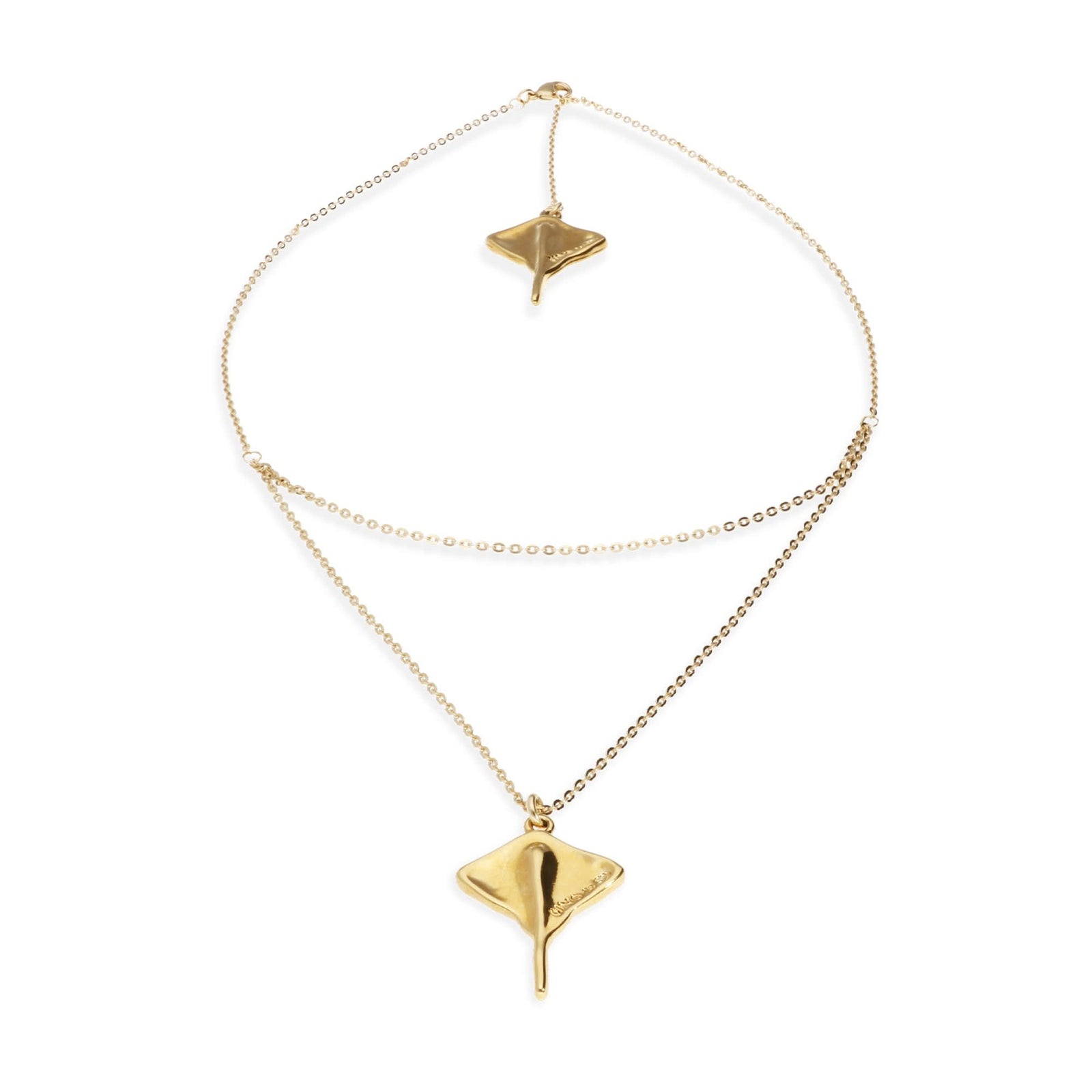 Metal Alloy 18K Gold Plated Double Short Chain Stingray Pendant COL2043ORO000