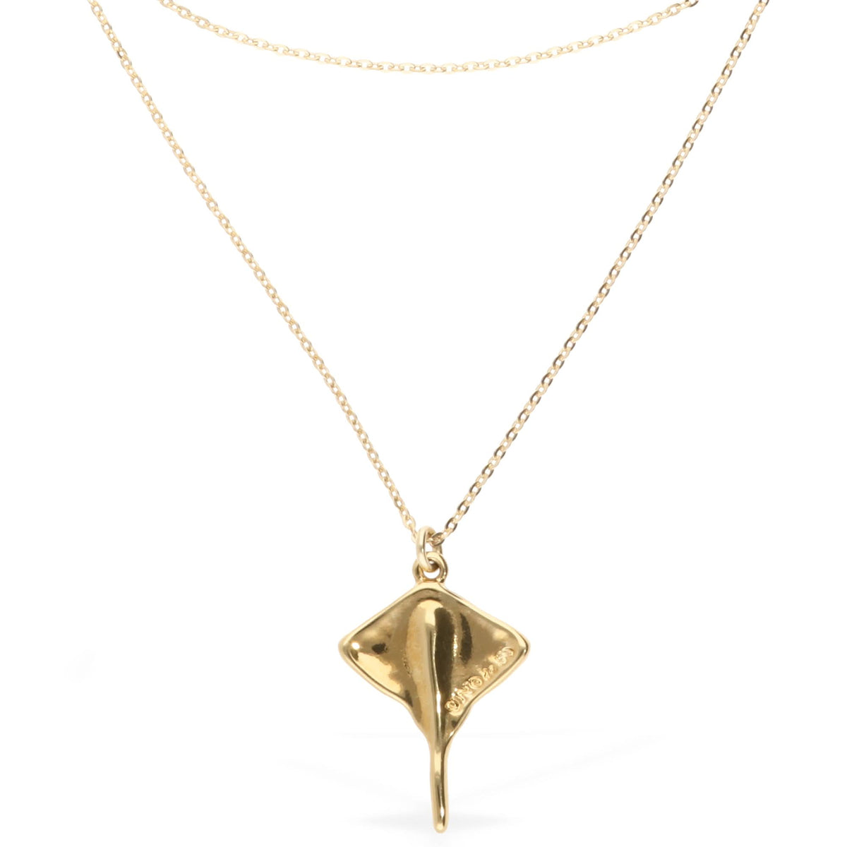 Metal Alloy 18K Gold Plated Double Short Chain Stingray Pendant COL2043ORO000