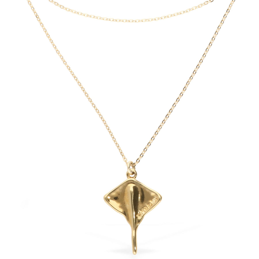 Metal Alloy 18K Gold Plated Double Short Chain Stingray Pendant COL2043ORO000