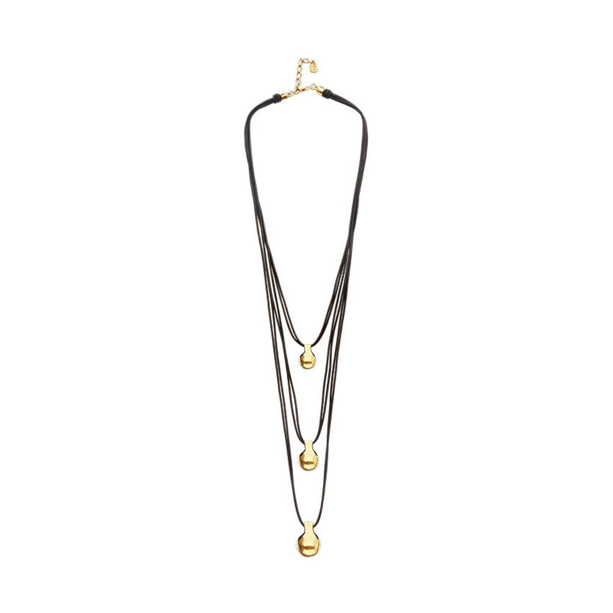 Triple Leather 2 18K Gold Alloy Shaped Balls Necklace COL2044MARORO