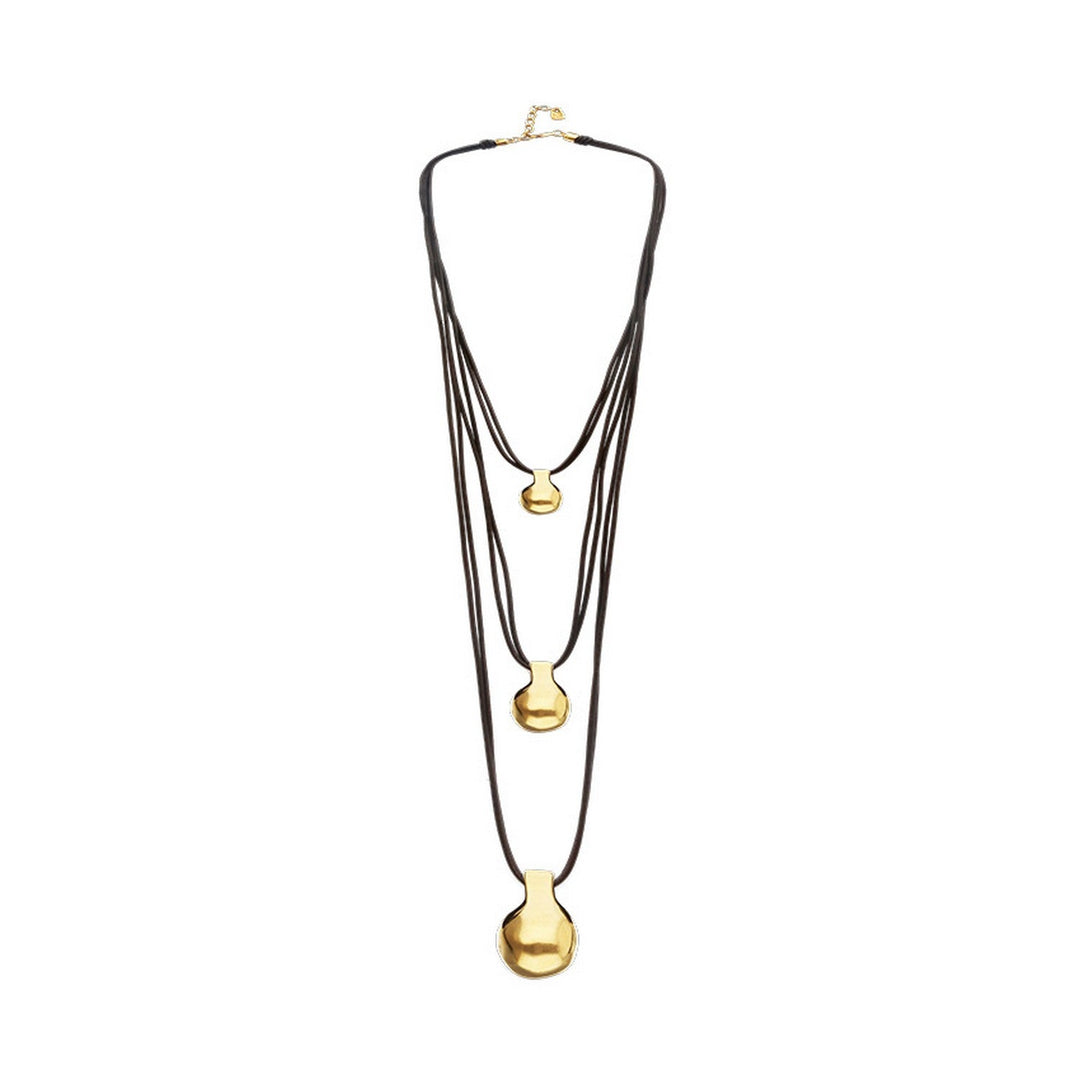 Triple Leather 2 18K Gold Alloy Shaped Balls Necklace COL2044MARORO