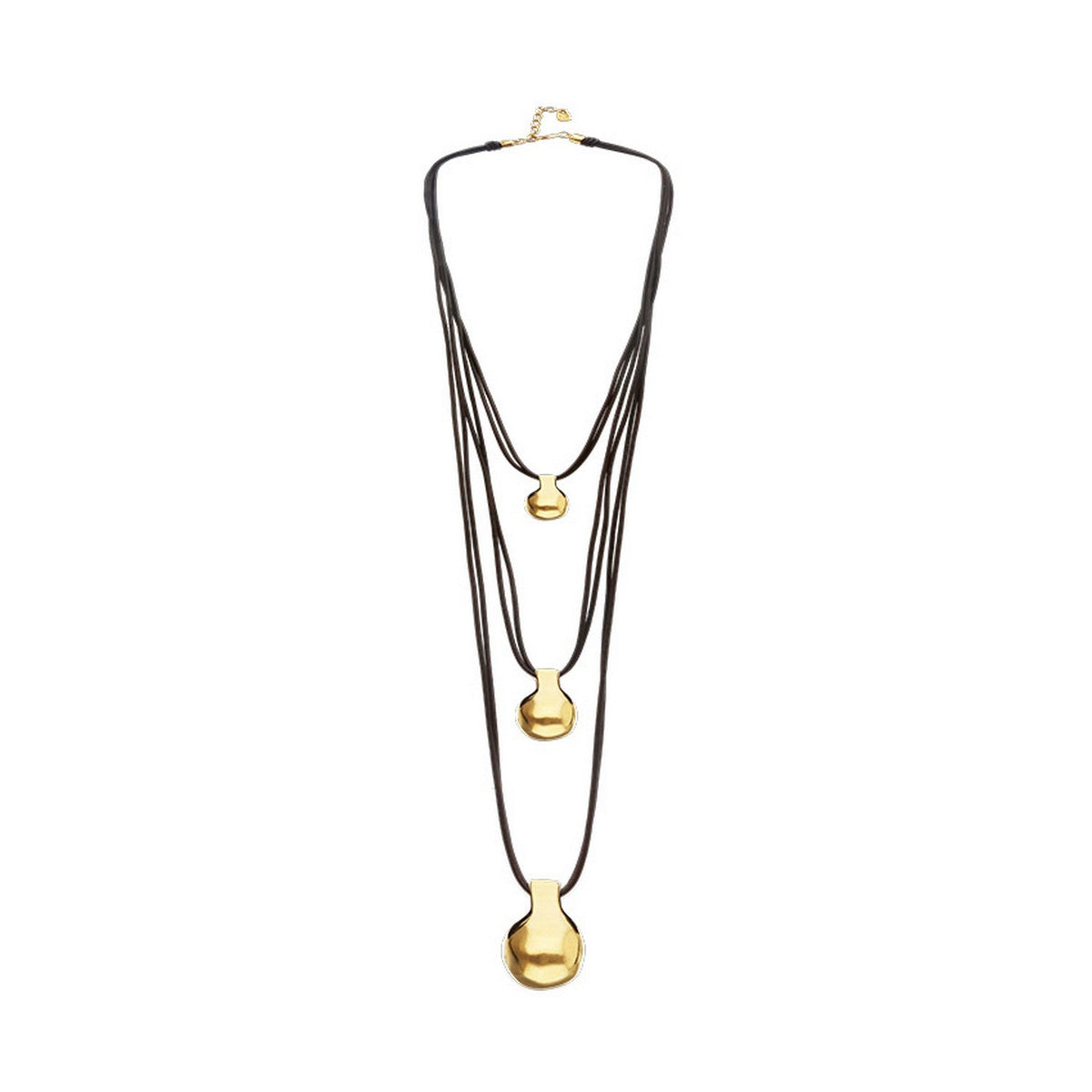 Triple Leather 2 18K Gold Alloy Shaped Balls Necklace COL2044MARORO