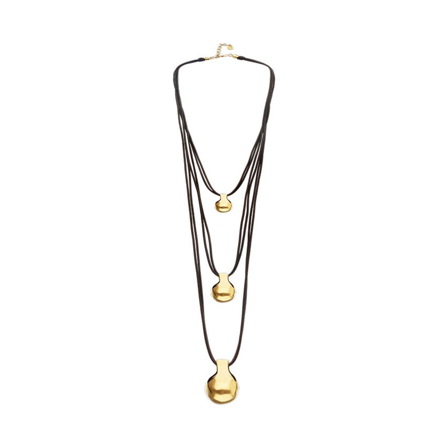 Triple Leather 2 18K Gold Alloy Shaped Balls Necklace COL2044MARORO