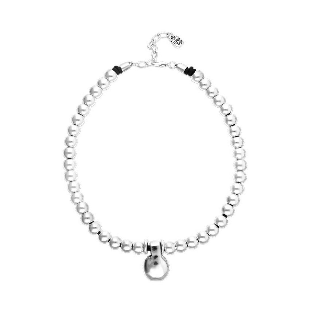 Medium Sterling Silver Alloy Shapes Of Balls And Big Shaped Ball Necklace COL2045MTL000