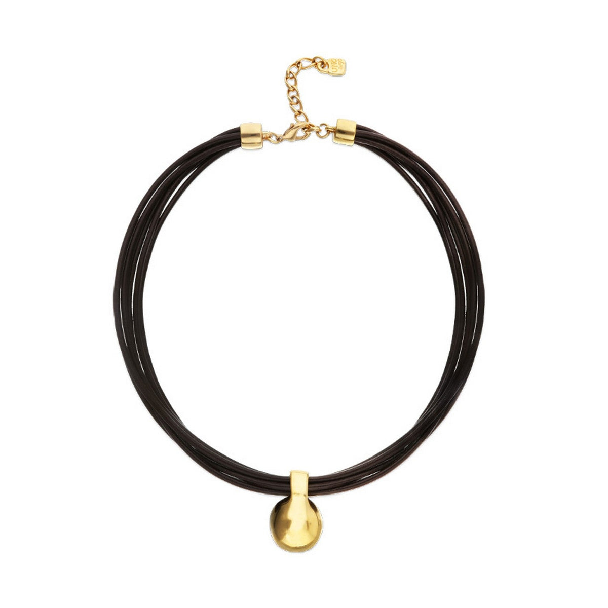 Leather Big 18K Gold Alloy Plated Ball Necklace COL2046MARORO