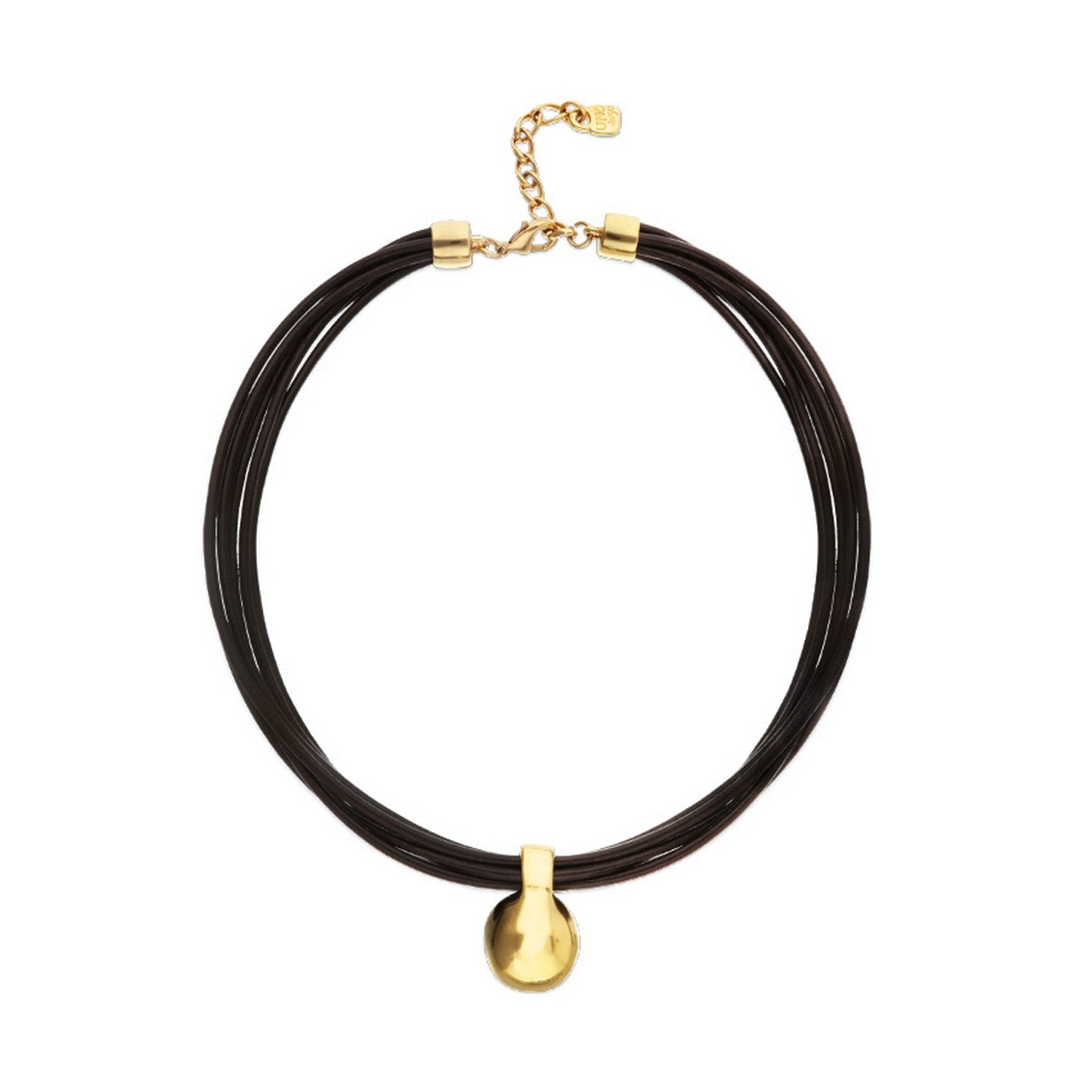 Leather Big 18K Gold Alloy Plated Ball Necklace COL2046MARORO