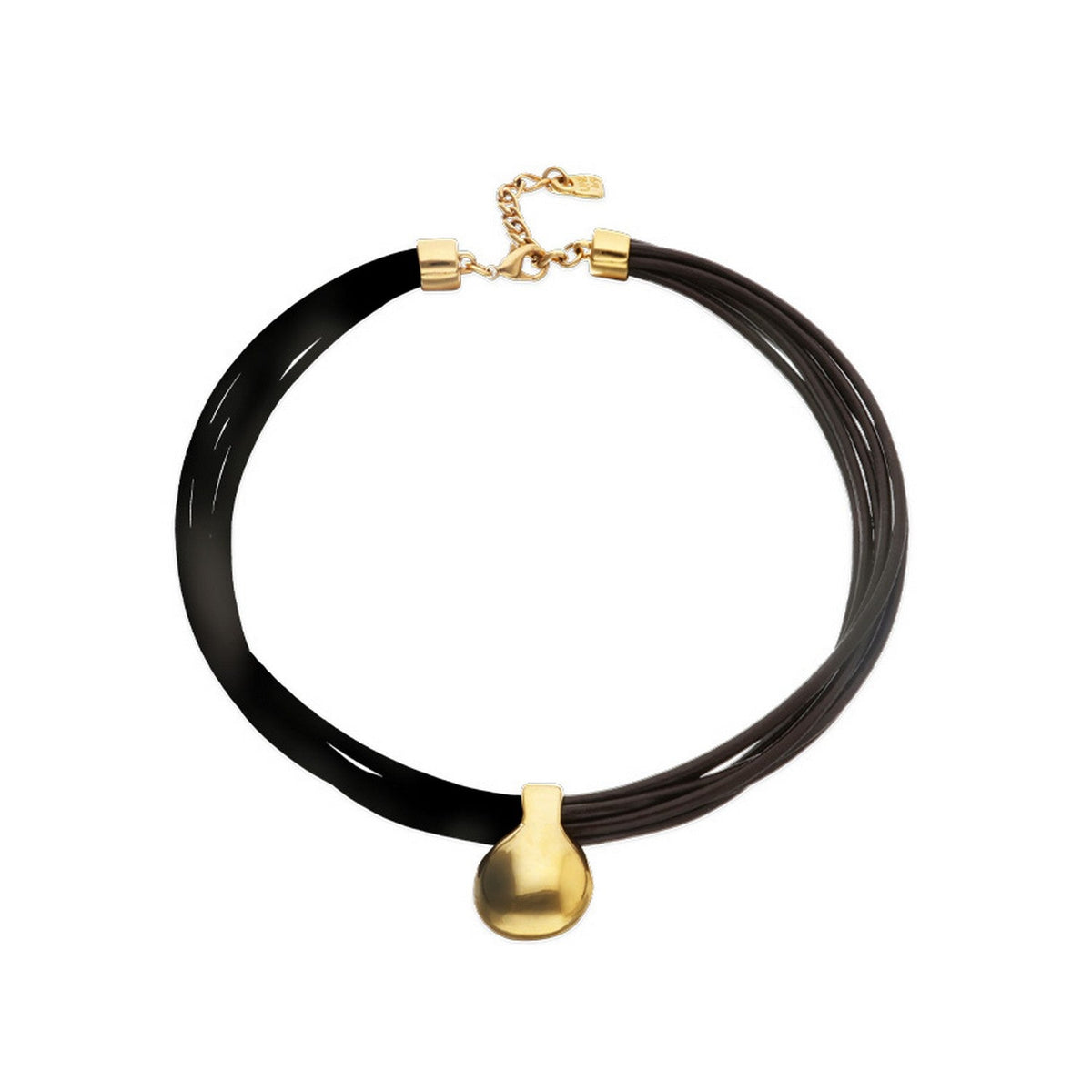 Leather Big 18K Gold Alloy Plated Ball Necklace COL2046MARORO