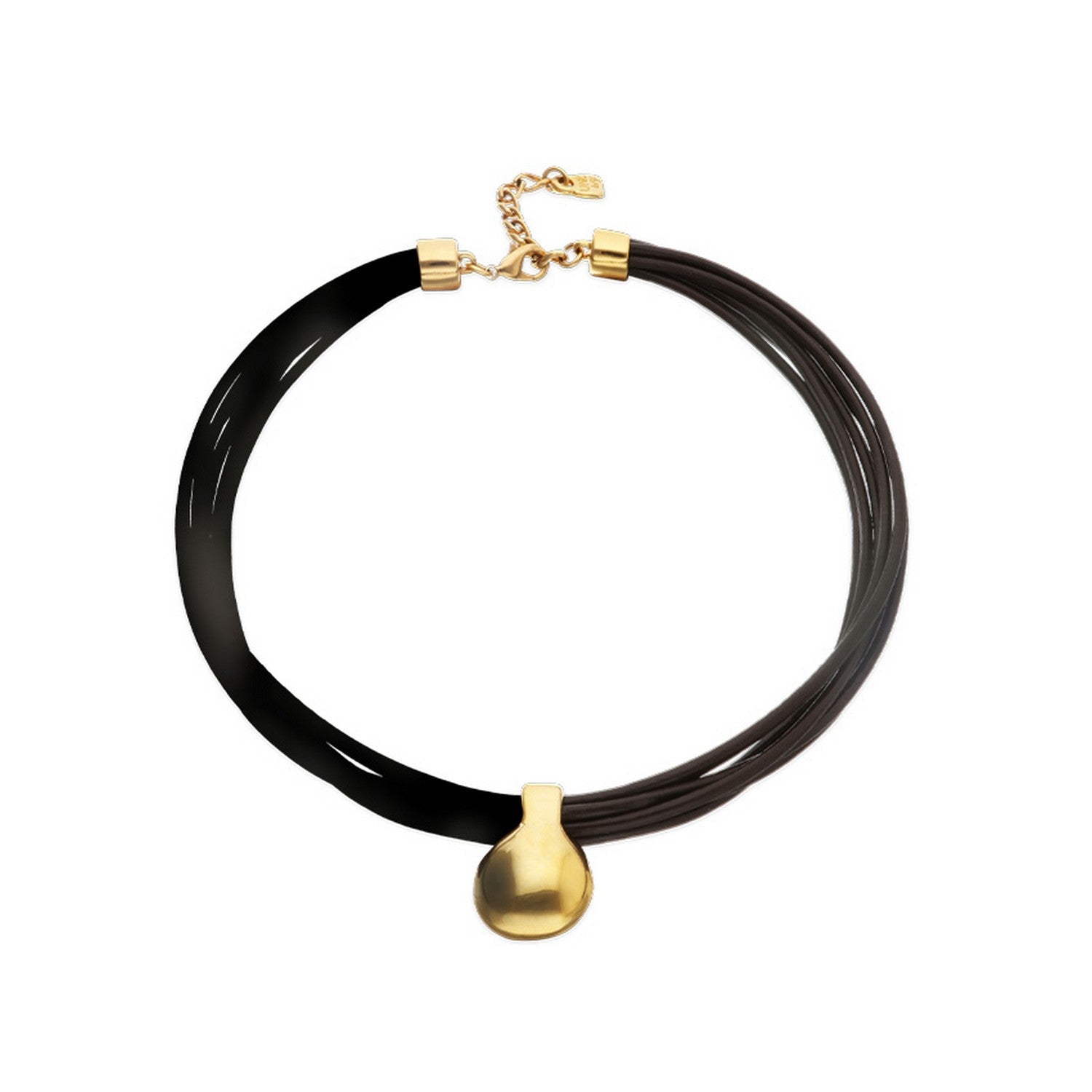 Leather Big 18K Gold Alloy Plated Ball Necklace COL2046MARORO