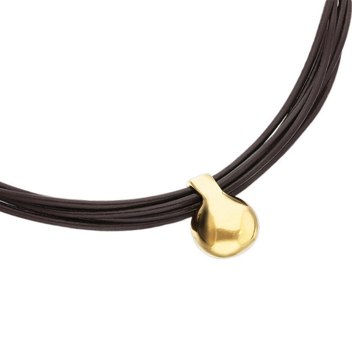 Leather Big 18K Gold Alloy Plated Ball Necklace COL2046MARORO