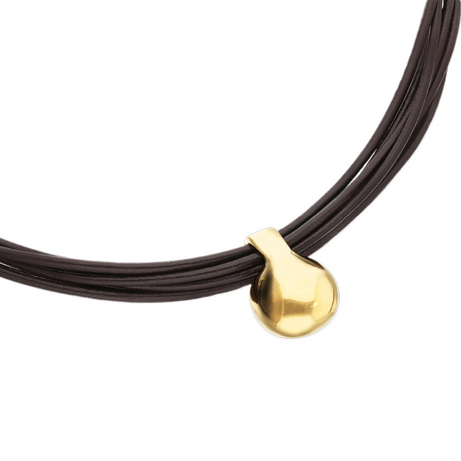 Leather Big 18K Gold Alloy Plated Ball Necklace COL2046MARORO