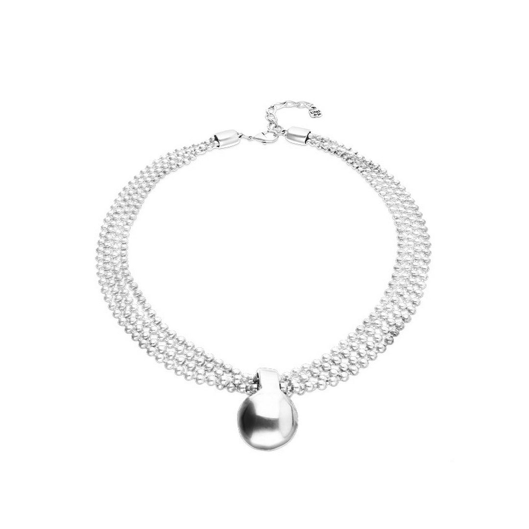 Sterling Silver Alloy Silver Threads And Big Shaped Ball Necklace COL2051MTL000