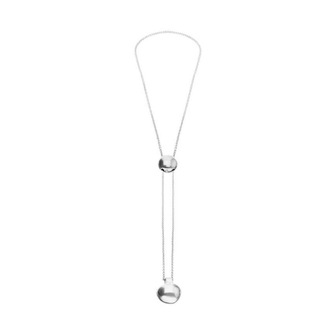 Sterling Silver Plated Metal Alloy Height-Adjustable Chain And Two Hanging Weights Necklace COL2055MTL000