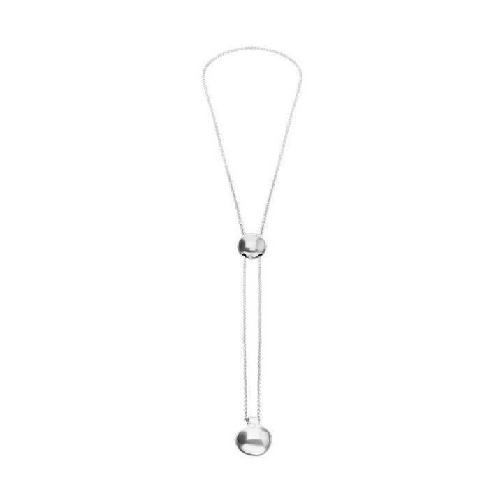 Sterling Silver Plated Metal Alloy Height-Adjustable Chain And Two Hanging Weights Necklace COL2055MTL000