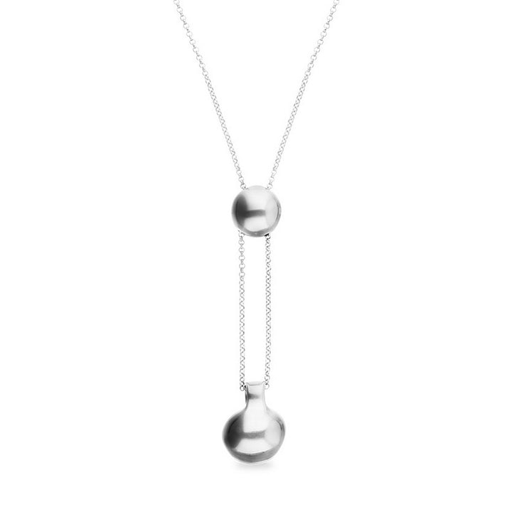 Sterling Silver Plated Metal Alloy Height-Adjustable Chain And Two Hanging Weights Necklace COL2055MTL000