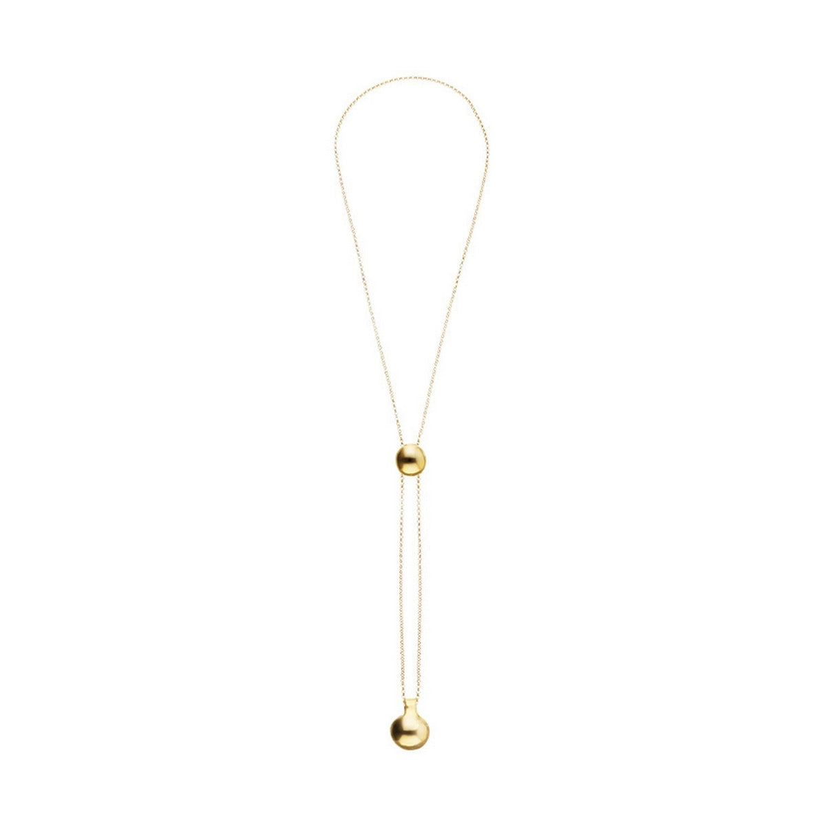18K Gold-Plated Metal Alloy Height-Adjustable Chain And Two Hanging Weights Necklace COL2055ORO000