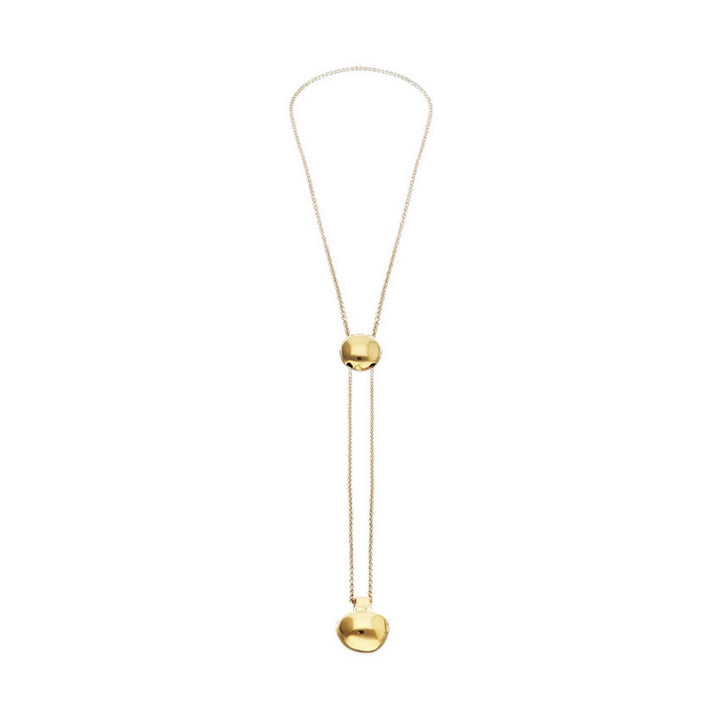 18K Gold-Plated Metal Alloy Height-Adjustable Chain And Two Hanging Weights Necklace COL2055ORO000