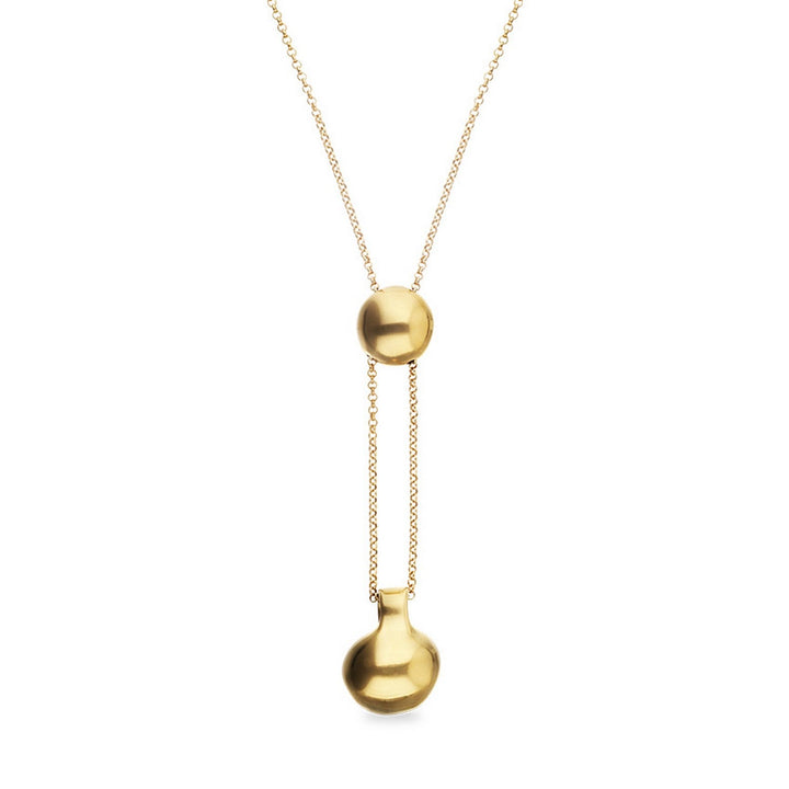 18K Gold-Plated Metal Alloy Height-Adjustable Chain And Two Hanging Weights Necklace COL2055ORO000