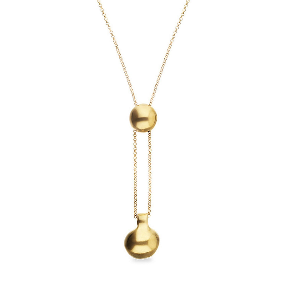 18K Gold-Plated Metal Alloy Height-Adjustable Chain And Two Hanging Weights Necklace COL2055ORO000