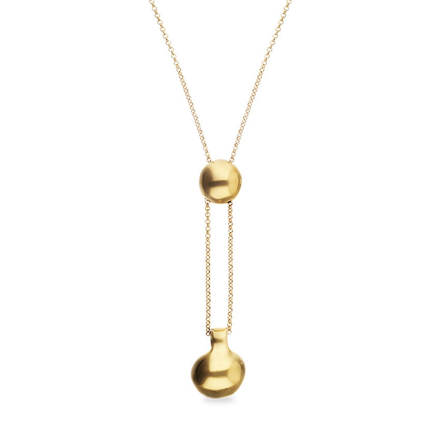 18K Gold-Plated Metal Alloy Height-Adjustable Chain And Two Hanging Weights Necklace COL2055ORO000
