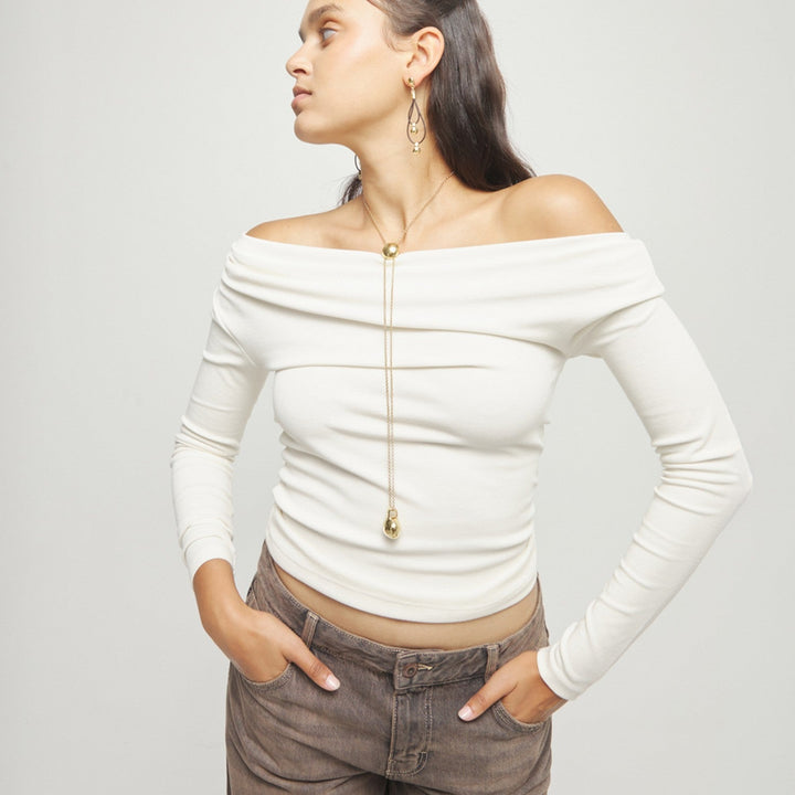 18K Gold-Plated Metal Alloy Height-Adjustable Chain And Two Hanging Weights Necklace COL2055ORO000
