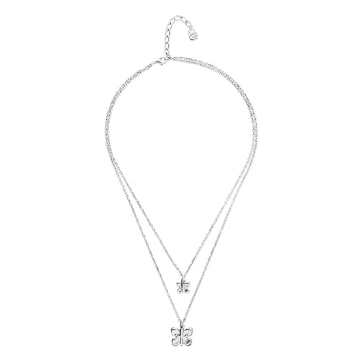 Double Butterflies And Pear Plated In Sterling Silver Necklace COL2057MTL000