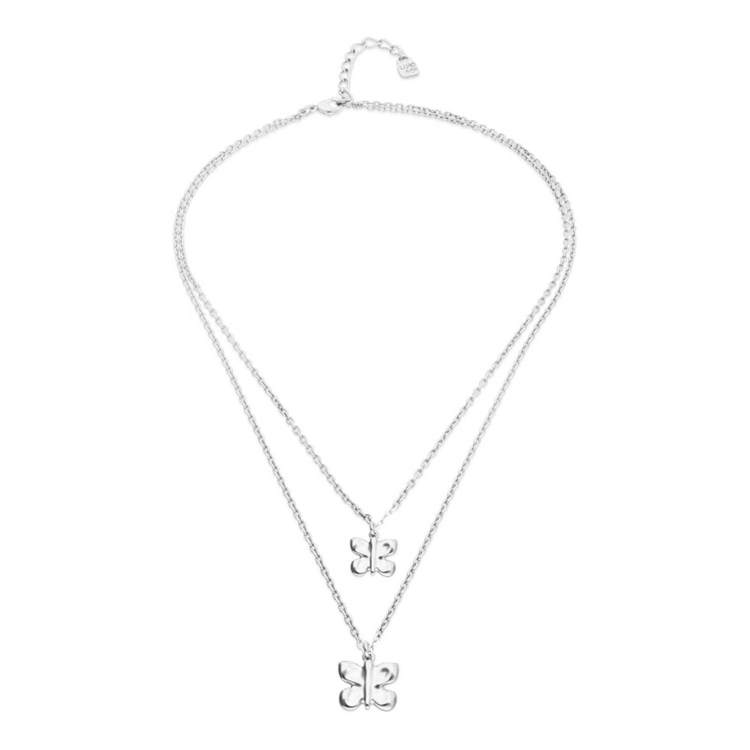 Double Butterflies And Pear Plated In Sterling Silver Necklace COL2057MTL000